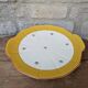 Plate with handles, ceramic serving dish with yellow border and floral decoration Sarreguemines