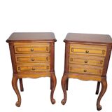 Paire de tables de chevet style Louis XV en merisier