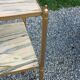 Pair of neoclassical side tables in bronze, brass, marble, and o.