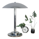 Mushroom lamp, chrome metal saucer, Aluminor, France, 1970