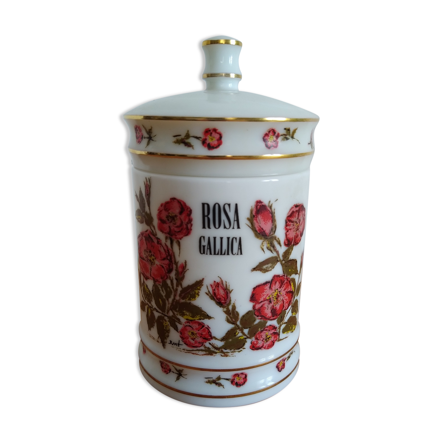 Vintage old pharmacy pot in opaline
