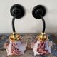 Pair of new electrified art deco wall lamps