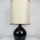 Purple ceramic ball lamp 55 cm from the 60s, silk lampshade