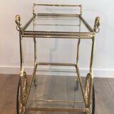 Neo-classical table in gilded metal and glass