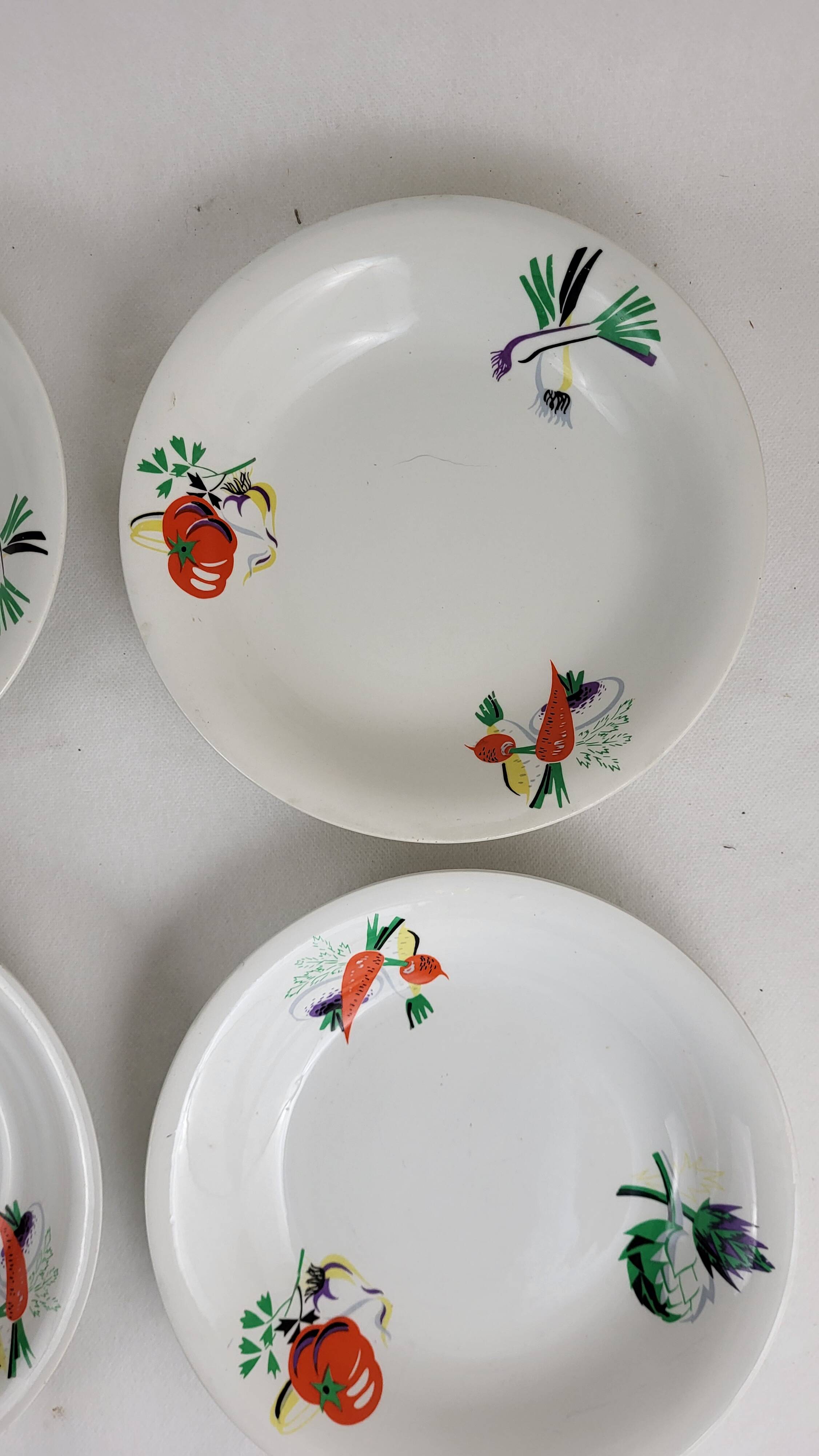 6 Vintage Luneville earthenware soup plates