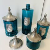 Apothecary, Bottle set, Toiletries Pewter with rose