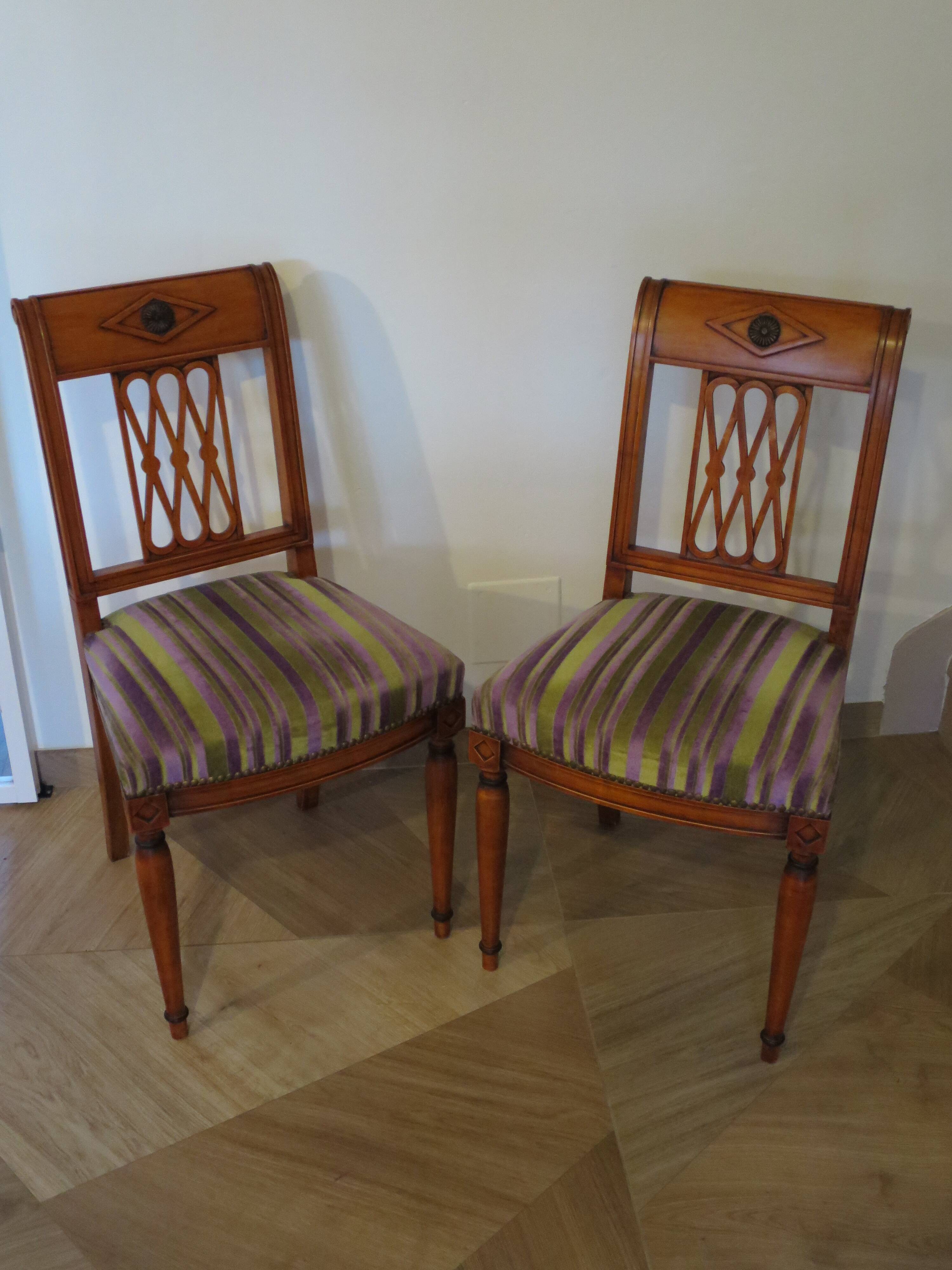 Set of 2 Purple and Green Tapestry Chairs - Cherry