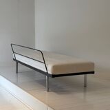 Modernist canapé design – Completely reupholstered in Pierre Frey fabric.