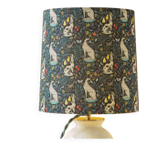 Royal Delft white ceramic table lamp with Liberty London shade, 1930s.