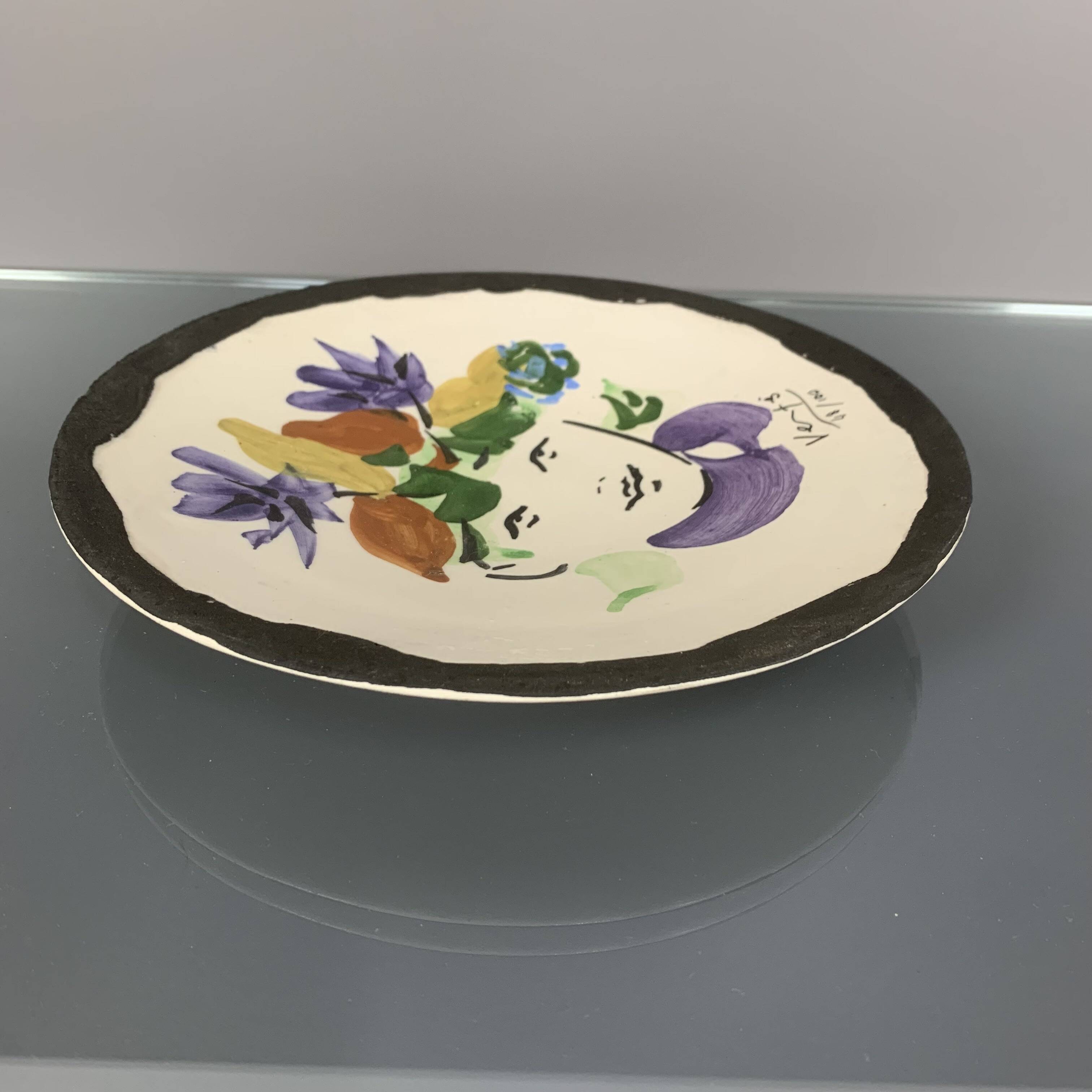Marcel Vertes Pottery Plate Cup edition Atelier Tapis Vert Vallauris 1950