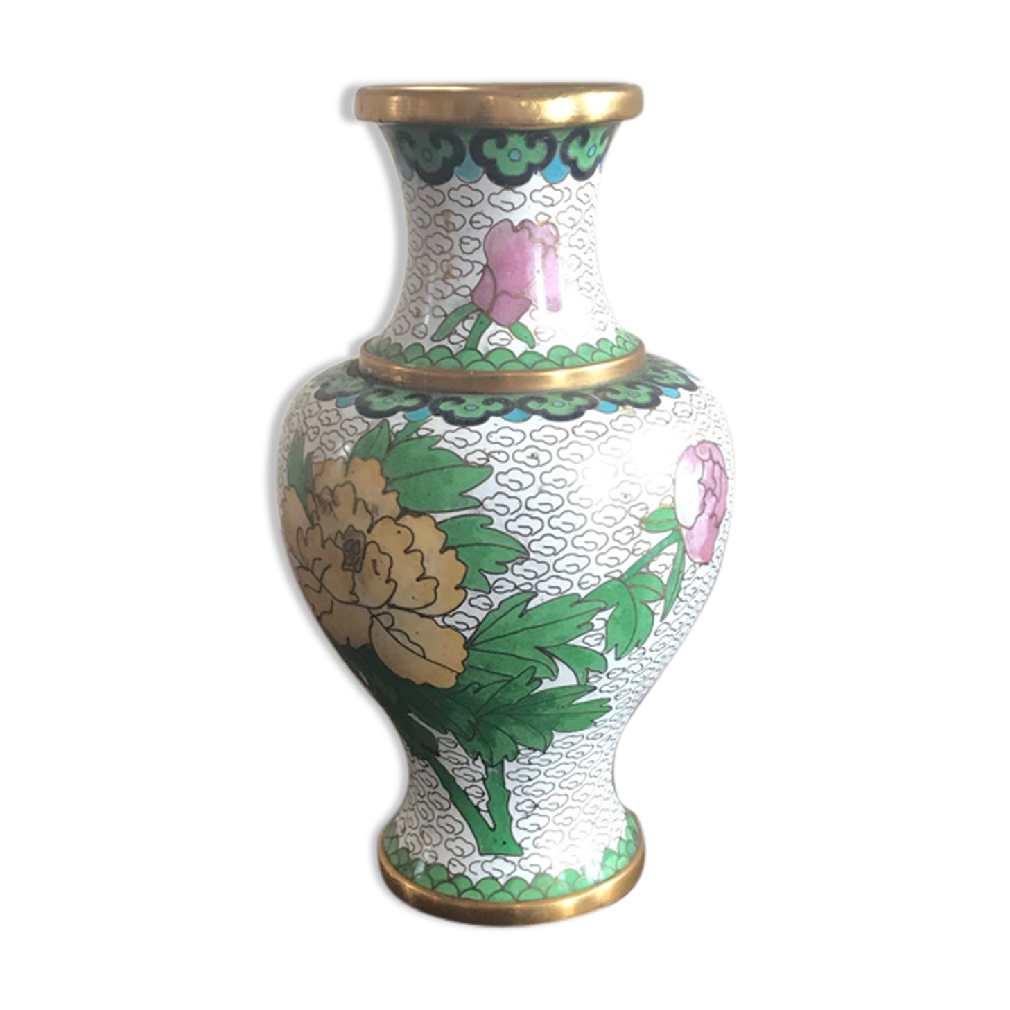Vase chinois émaux cloisonnés