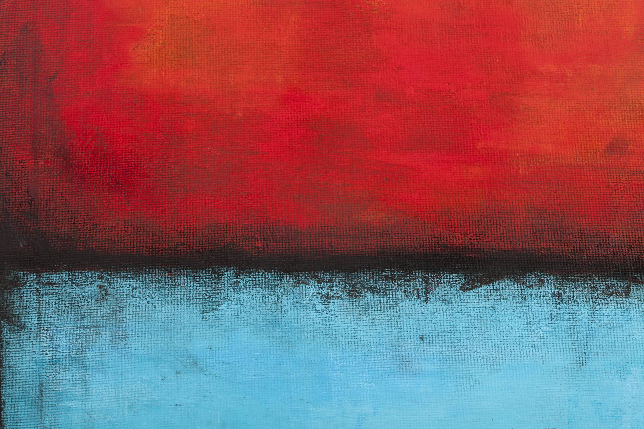 Red and Blue original minimalist abstract modern painting on stretched canv