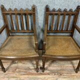 pair of Gothic walnut armchairs circa 1850