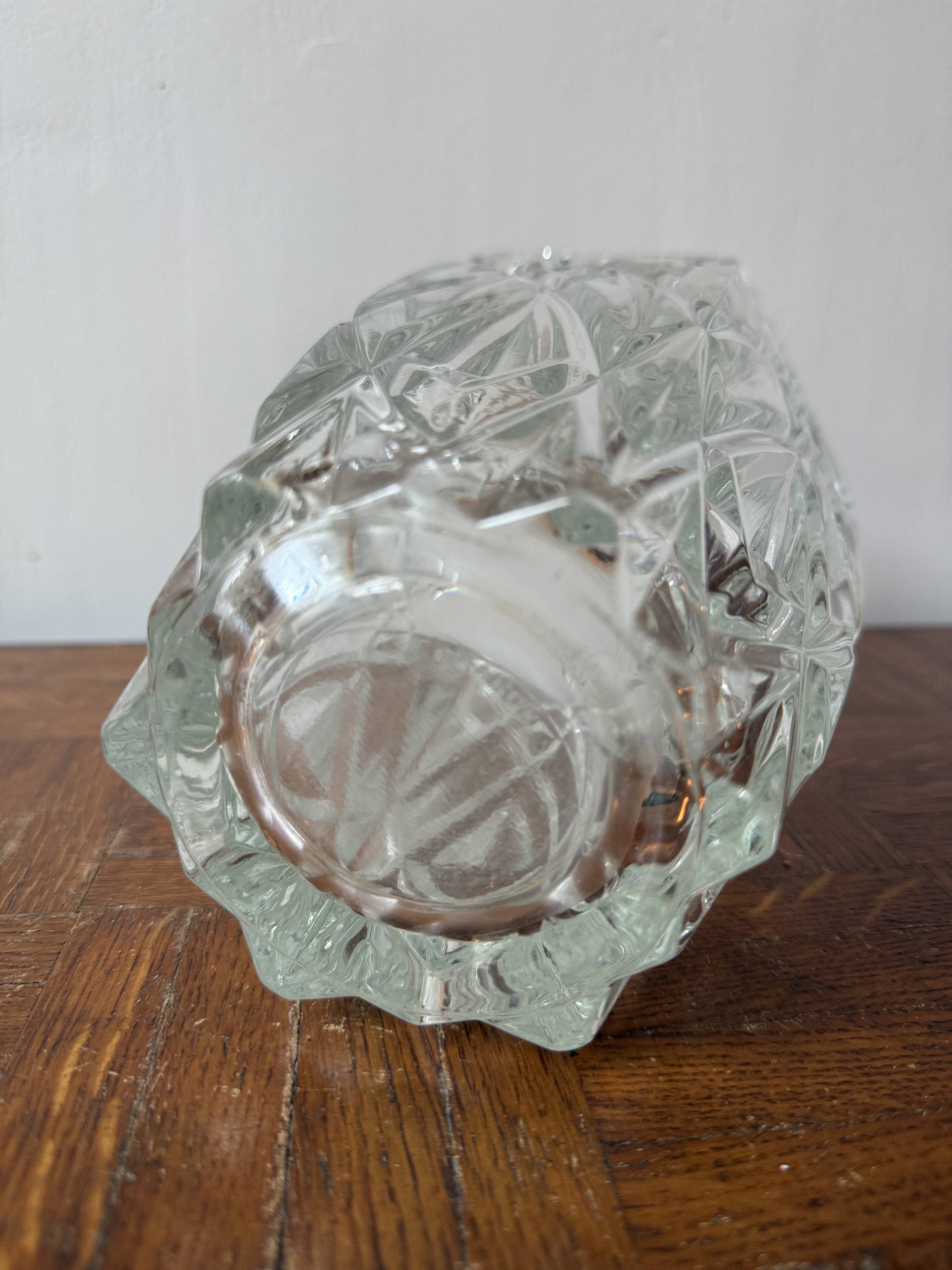Cut glass transparent vase