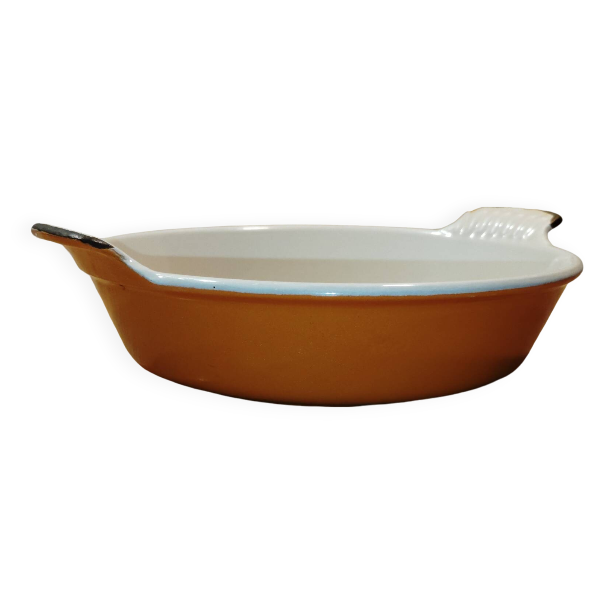 Le creuset - enameled cast iron gratin dish - french - vintage