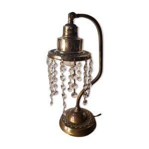 Lampe ancienne en laiton - pampilles cristal
