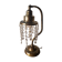 antique brass lamp with crystal pendant 33x14 slight signs of wear