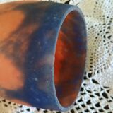Tulipe Art déco en verre marmoréen orange et bleu violine