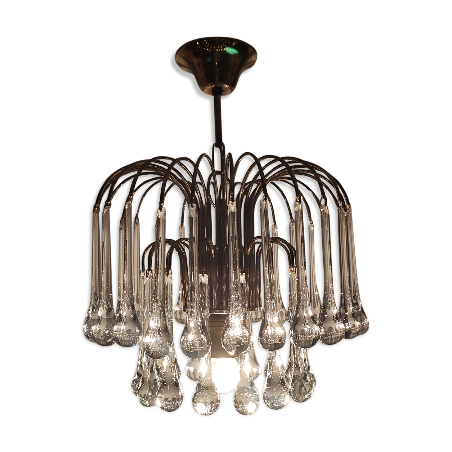 Ceiling lamp "Venini" of crystals. Italy 1970s