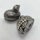 Pair of silver-plated metal bird salt and pepper shakers