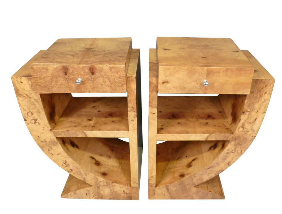 Pair of Art Deco marquetry bedside tables