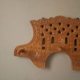 Vintage coat rack folk decoration carved wood made in Portugal artisanal manufacturing countryside
