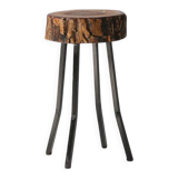 Mid‑Century Rustic French Tree Trunk Stool, France 1940s