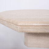 Table basse vintage octogonale en travertin 1970