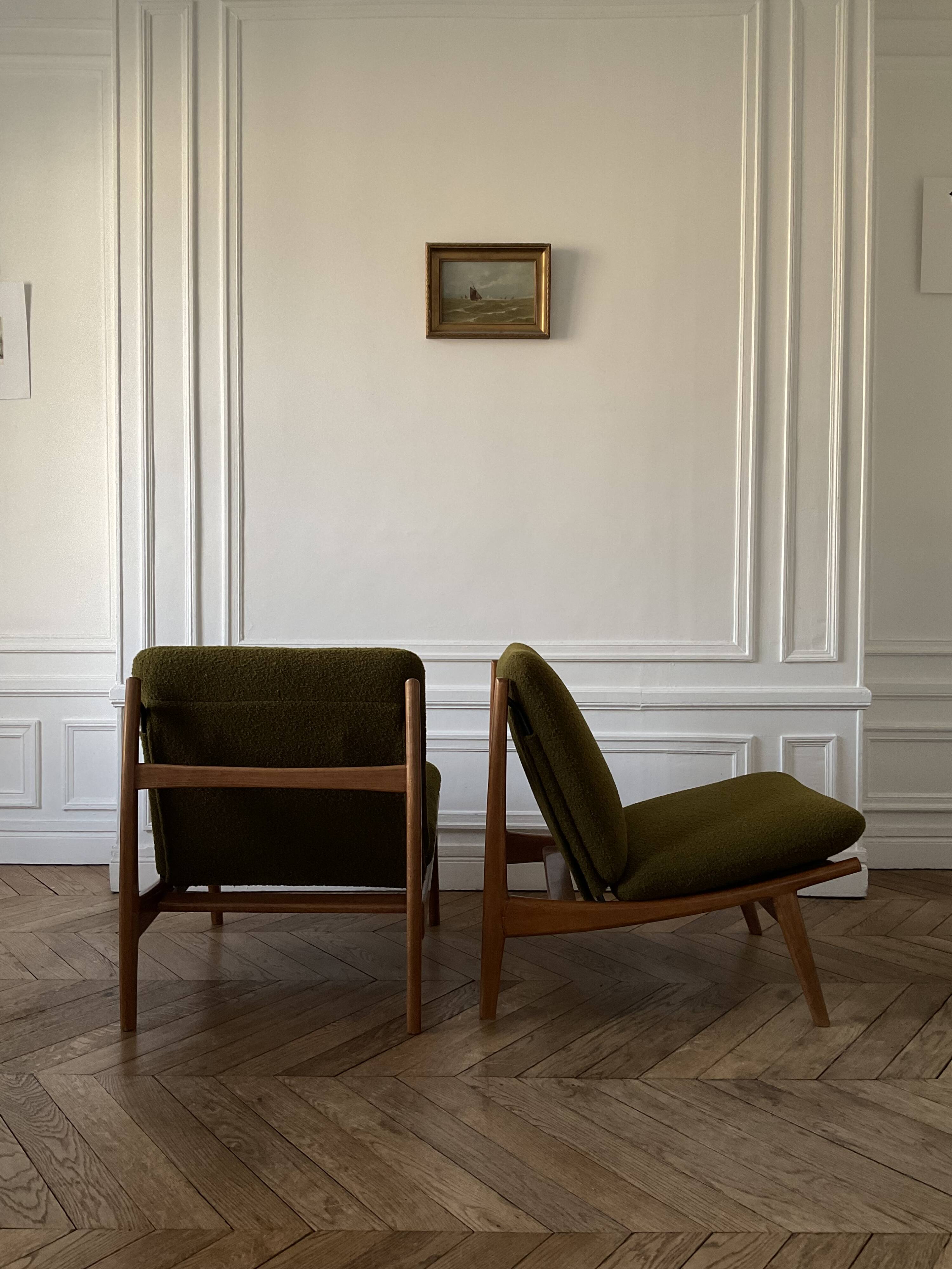 Pair of 790 armchairs by Joseph-André Motte, Steiner, 1960.