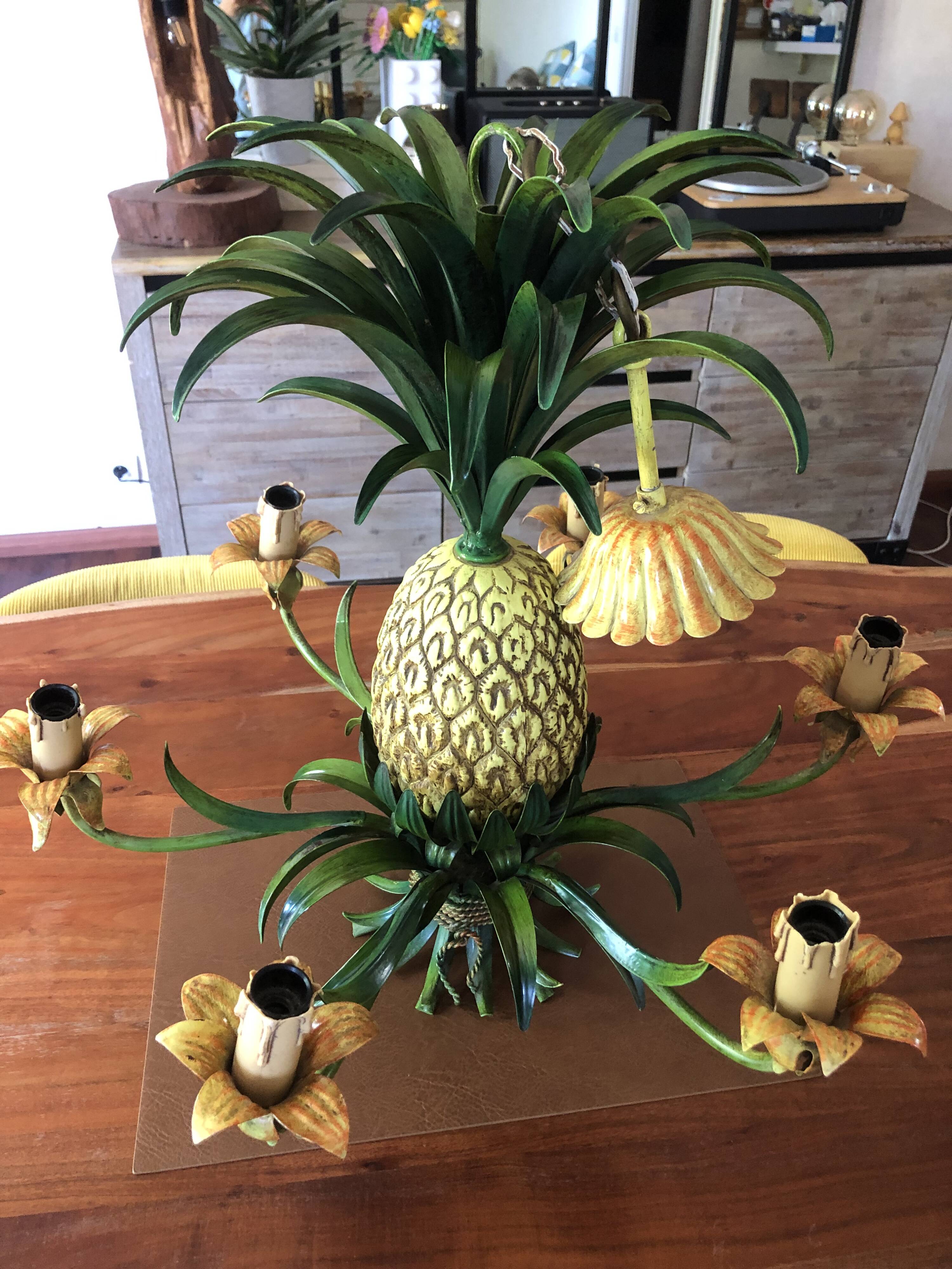 Vintage 1950s pineapple chandelier by Maison Charles.