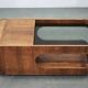 1970s Italian Modernist Wood and Smoked Glass Bar Cart