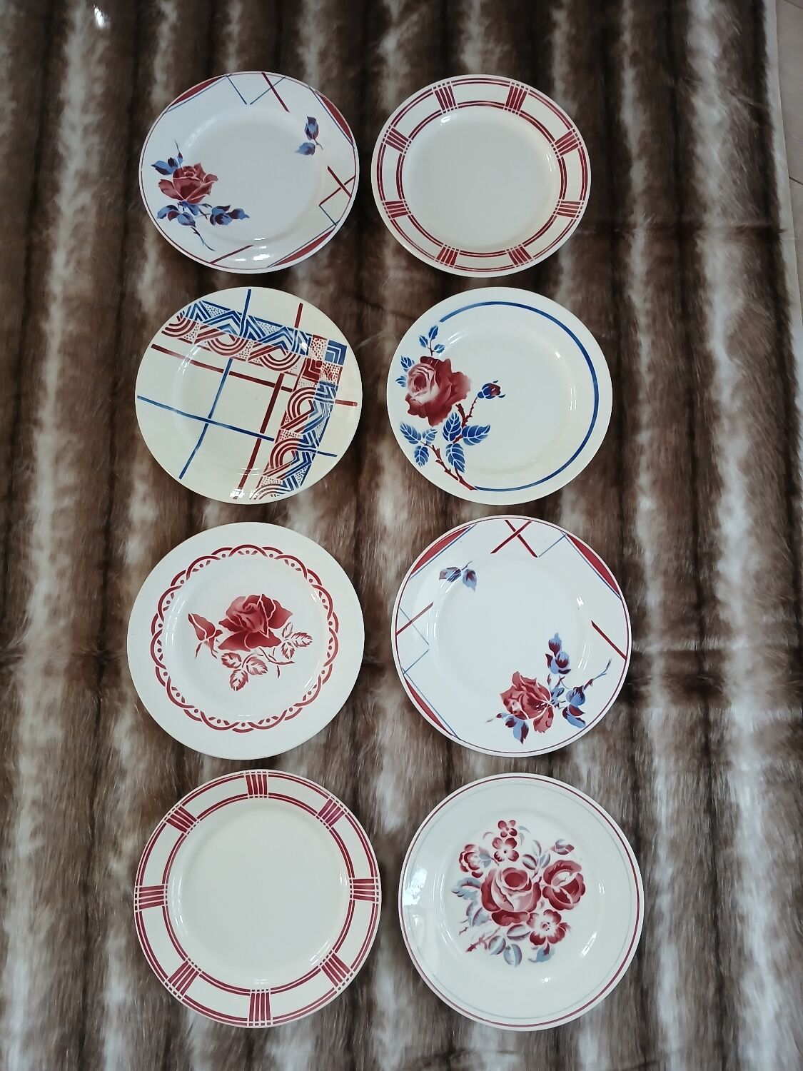 8 mismatched antique dinner plates