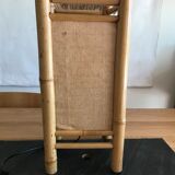 Lampe à poser en bambou et tissu vintage