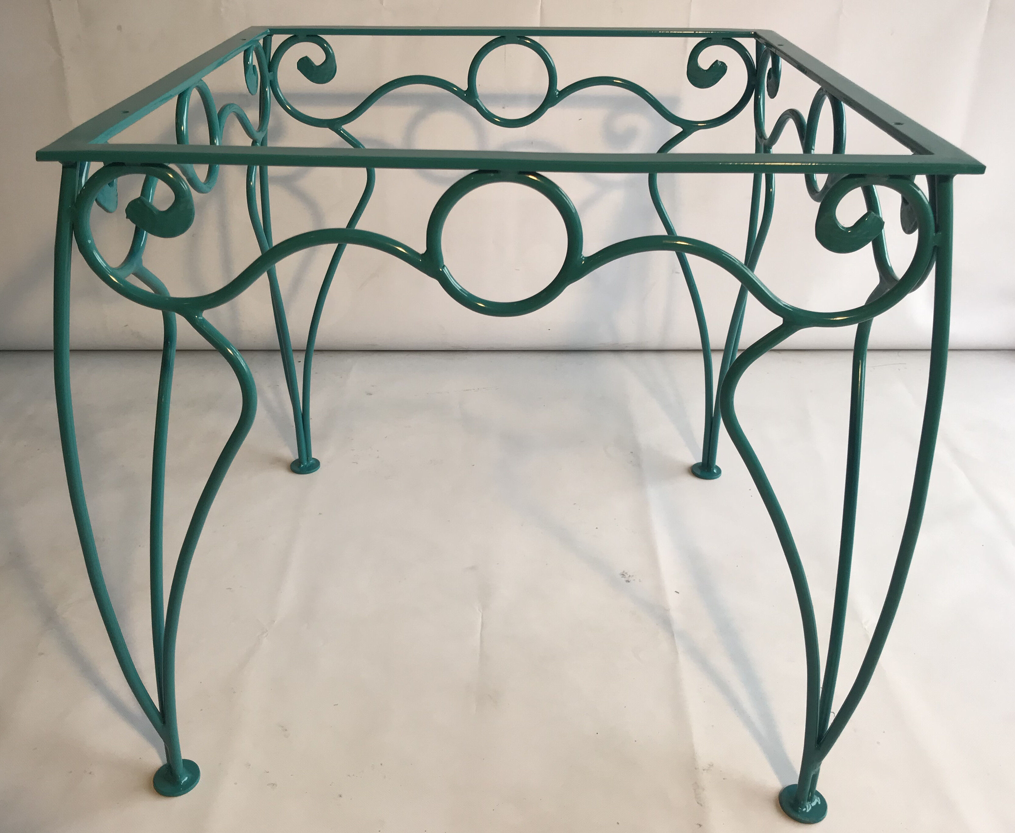Wrought iron and wood table