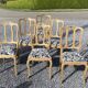 Set of 6 Louis XV style reupholstered chairs – Sandblasted raw wood & t