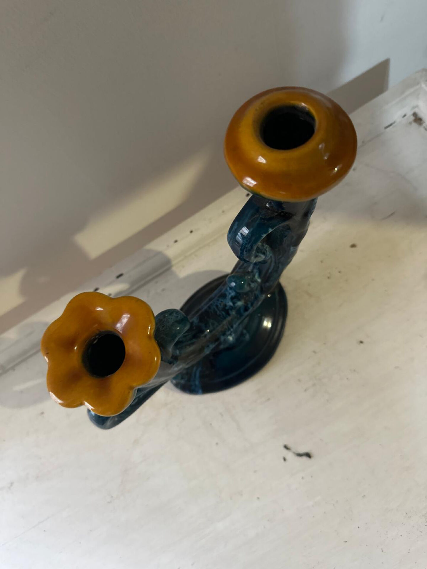 Vintage ceramic organic candlestick