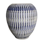 Blue and matte white vase in connects, Germany Bauhaus blue decorated by hand 1950 - 1970