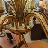 Gold metal reed chandelier