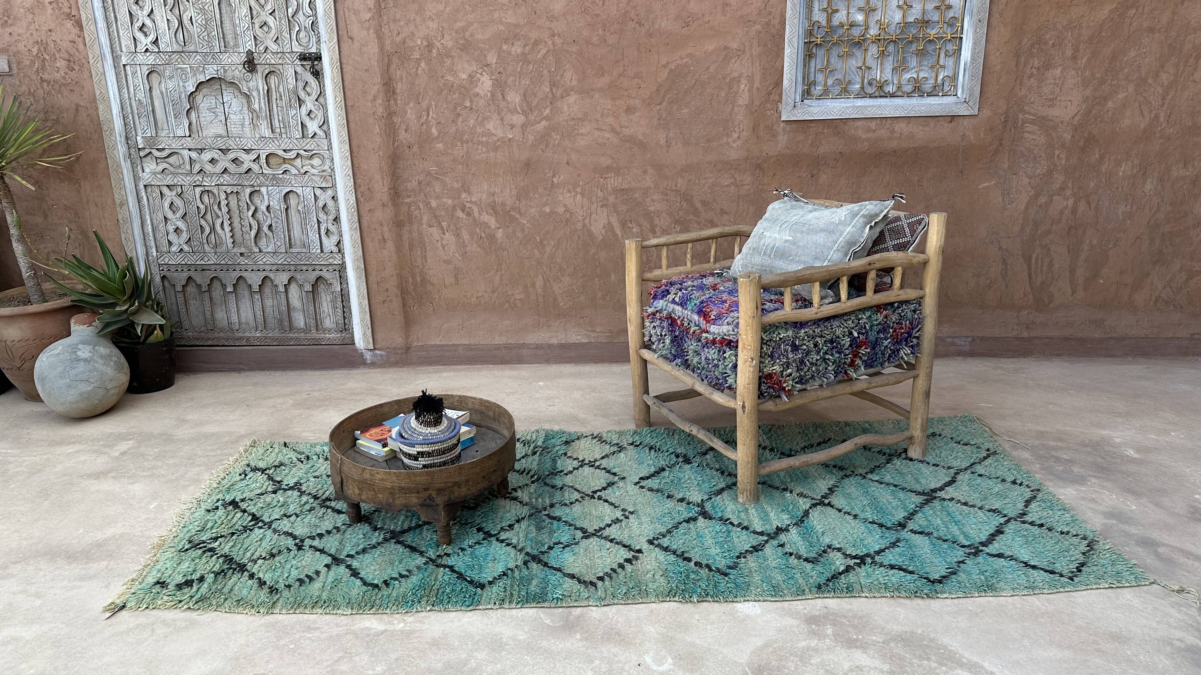 Moroccan rug Marmoucha green - 259 x 103 cm