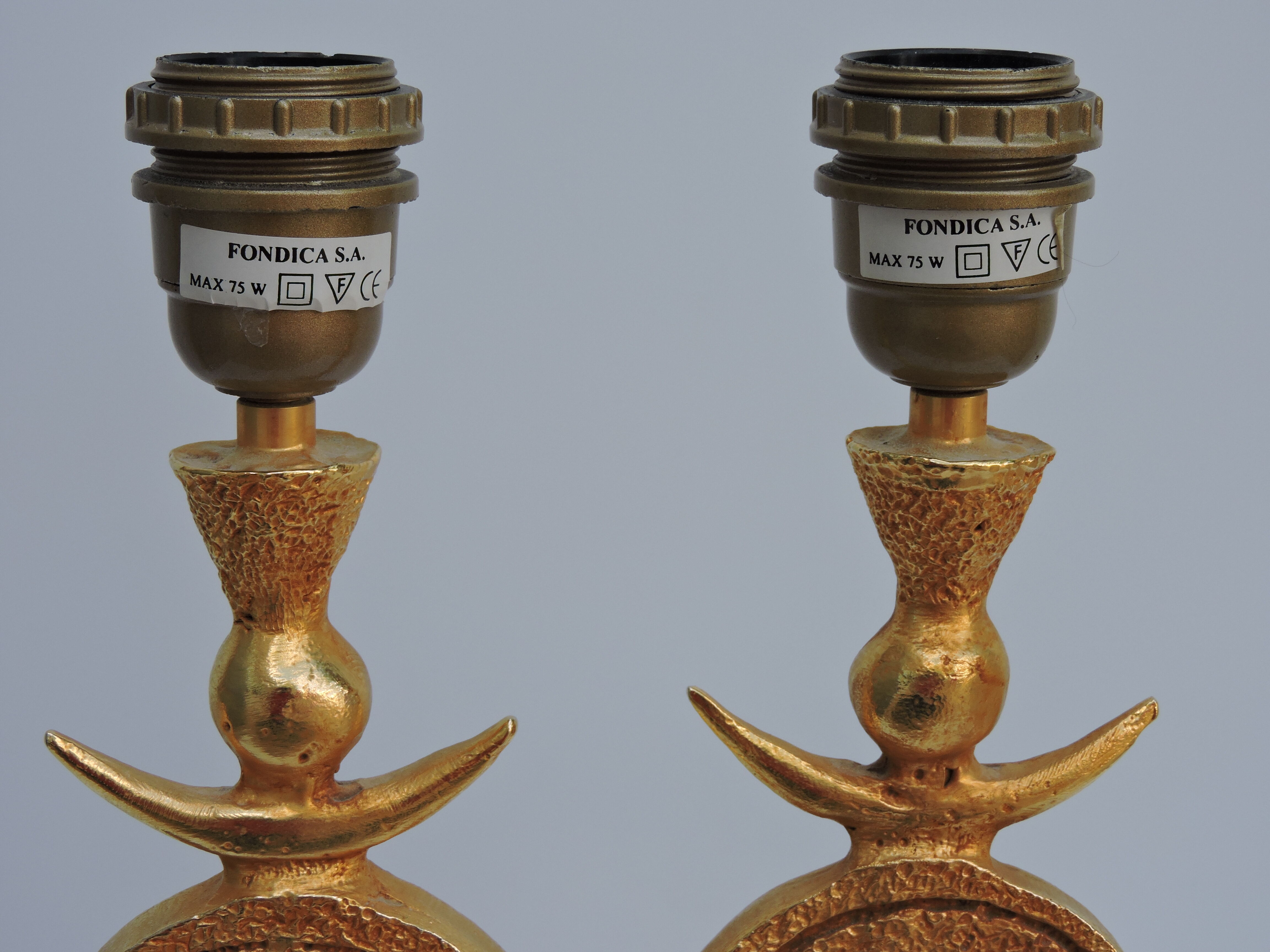 Pair of Gilded Bronze Lamp by Pierre Casenove for Fondica, France