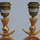 Pair of Gilded Bronze Lamp by Pierre Casenove for Fondica, France
