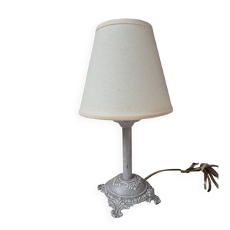 Patinated taupe bedside lamp