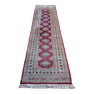 Pakistani hallway carpet, handmade in wool and silk, 278x80cm.