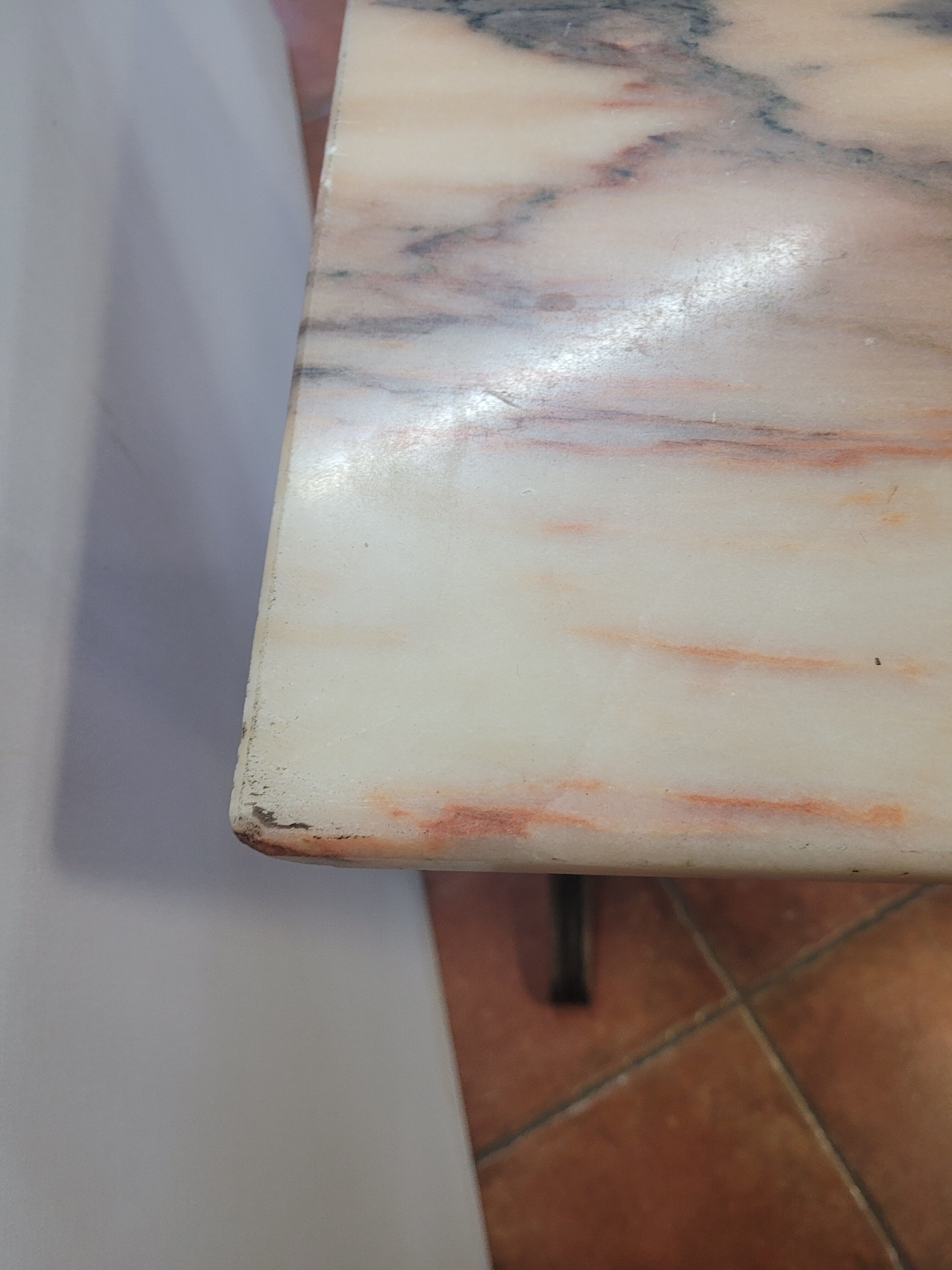 Bistro table oak base over marble