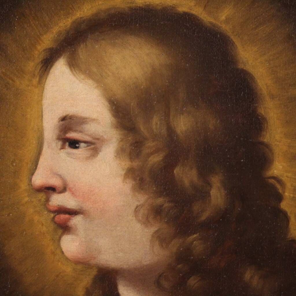 Peinture italienne antique d'un saint du XVIIIe siècle