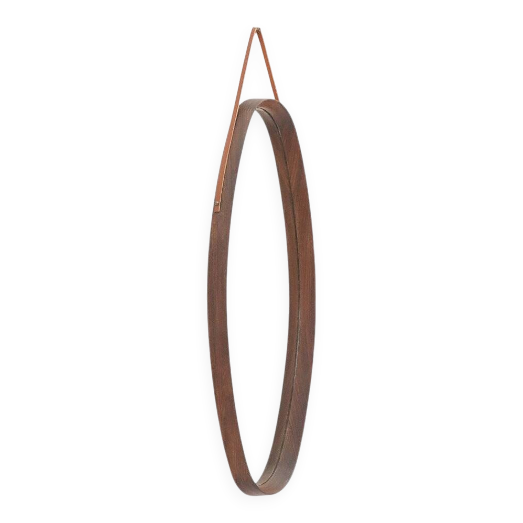 Oval wall mirror in teak, 1960s