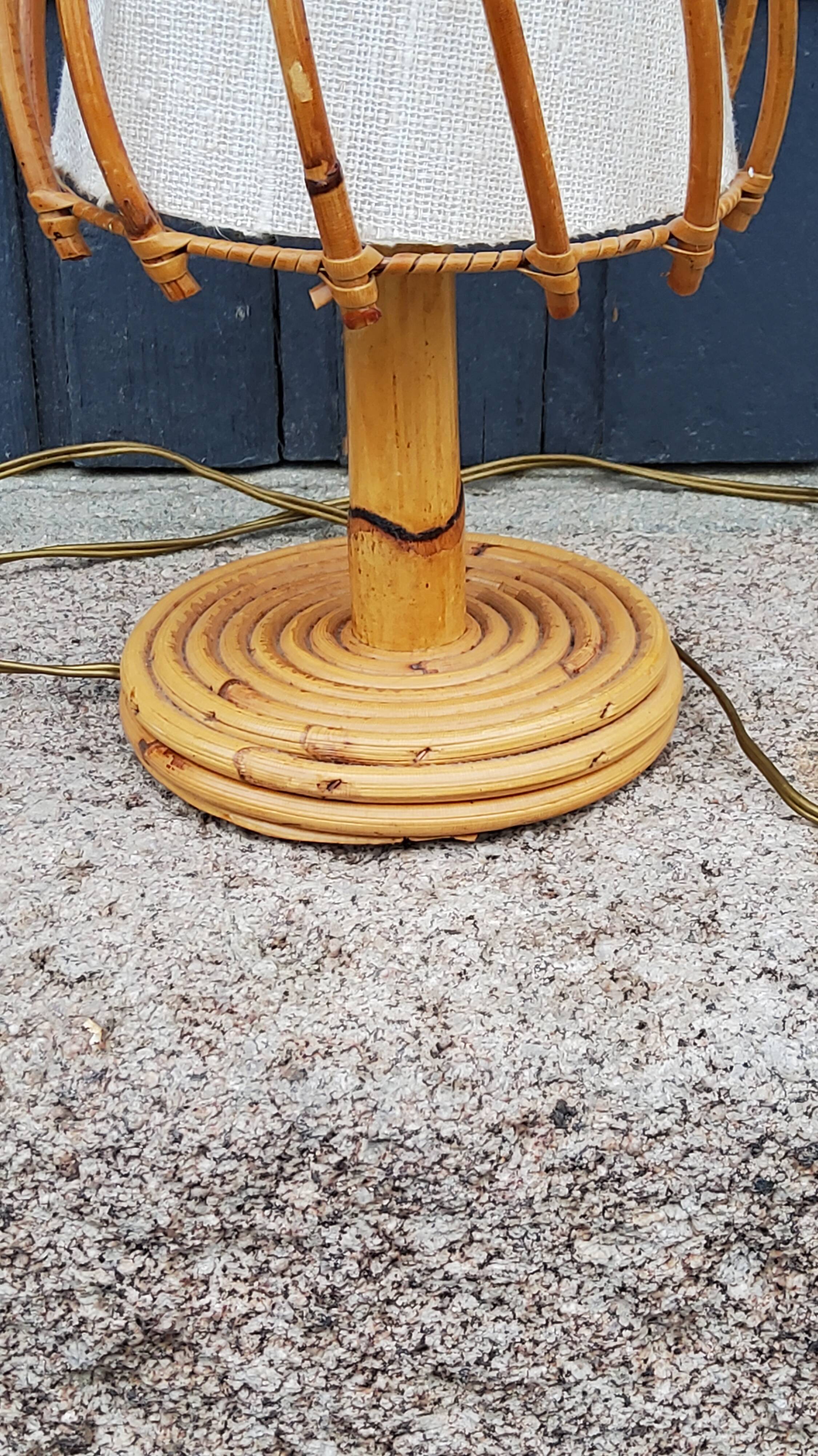 Rattan and bamboo table lamp from the 70s