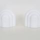 Pair of Art Deco style wall lights in white lacquered metal. 1980s