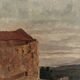 Castelet du pays Cathare, huile sur toile ancienne