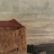 Castle of the Cathar country, oil on old canvas